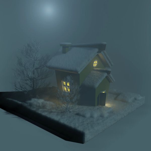 Blender snowy building