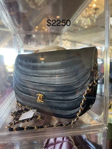 Chanel, vintage, half-moon, side pack leather crossbody bag