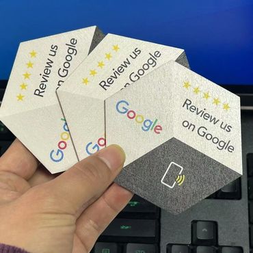 Wooden Google review card