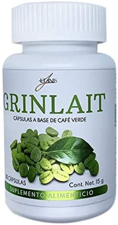 Bottle of Grinlait green coffee capsule supplement.