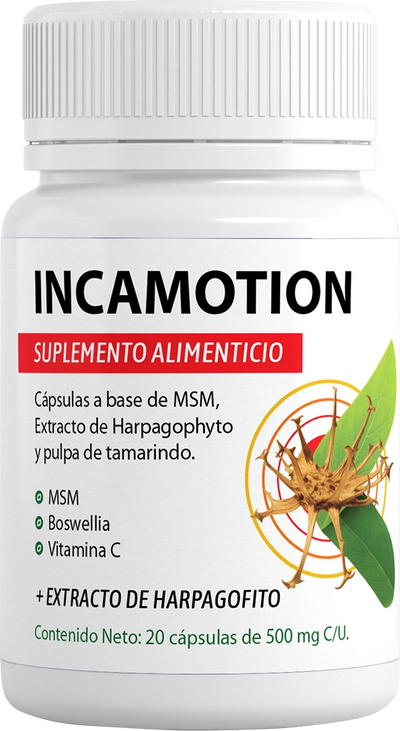 Incamotion – suplemento alimenticio en cápsulas dirigido a adultos. Mexico