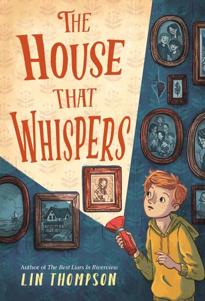 Cover illustration shows a white trans boy shining a flashlight across a wall of family photos.