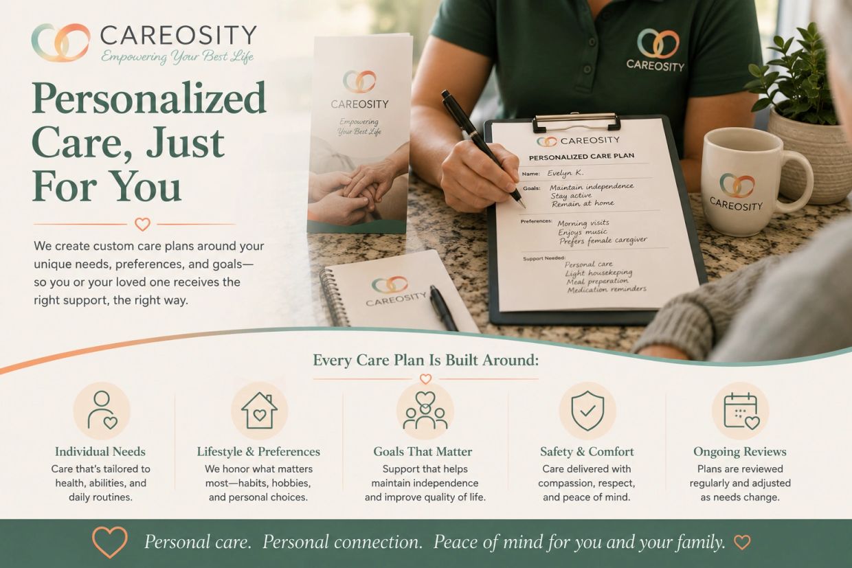Personalized home care plans, just for you. Compassionate and professional caregiving.