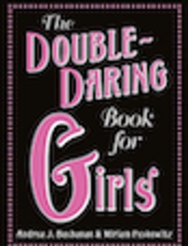Book cover of Double-daring book for Girls, black background, pink lettering with pink dotted border