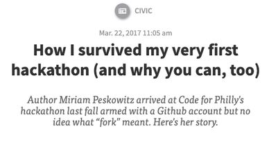 text from How I survived my very first hackathon.