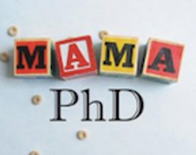 Cover of mama phd book, with mama in baby block letters