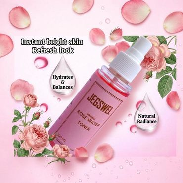 JEGSWEL Rose Water Toner promoting bright, hydrated skin with natural radiance.