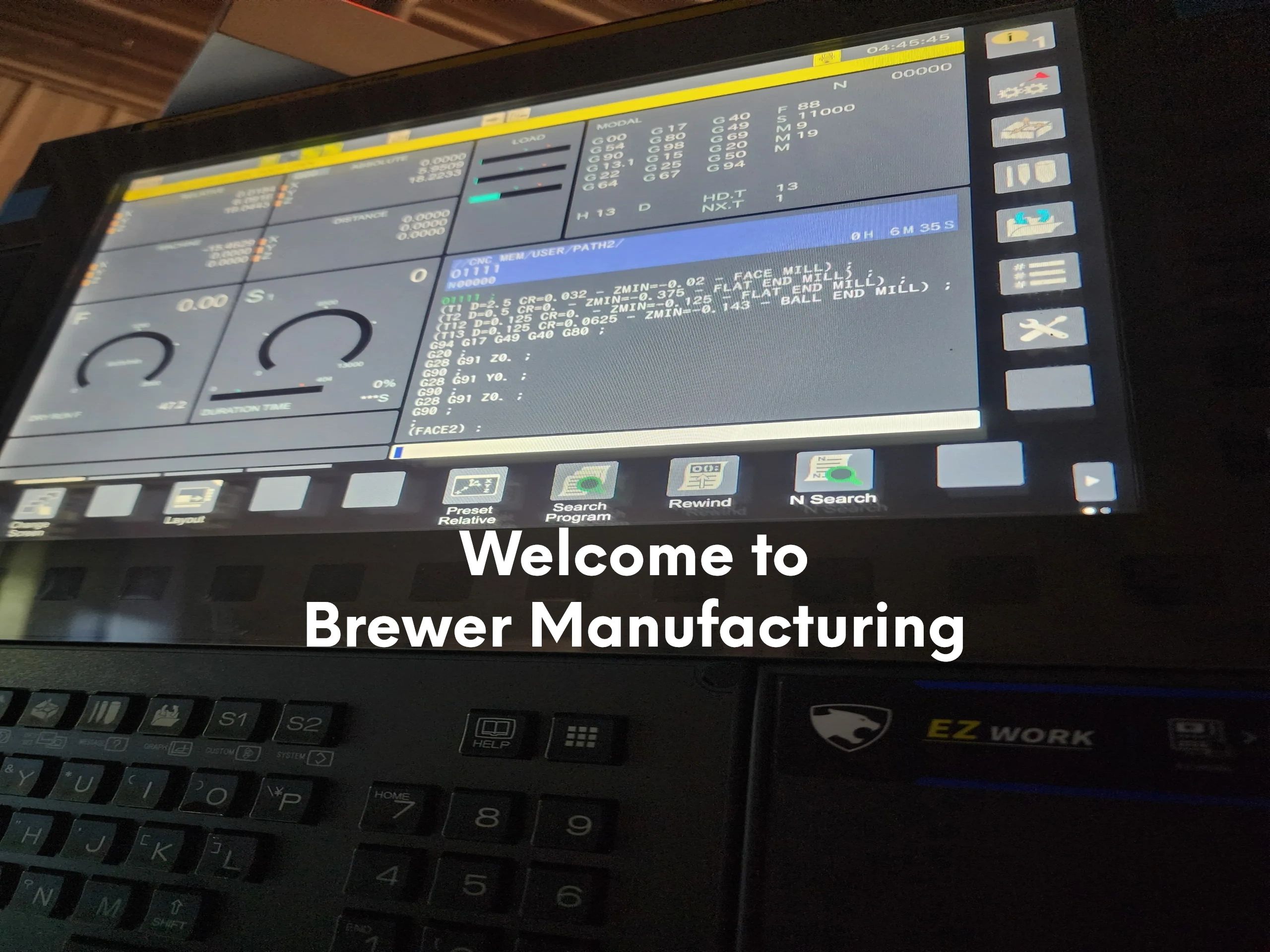 CNC machining control panel — Brewer Manufacturing