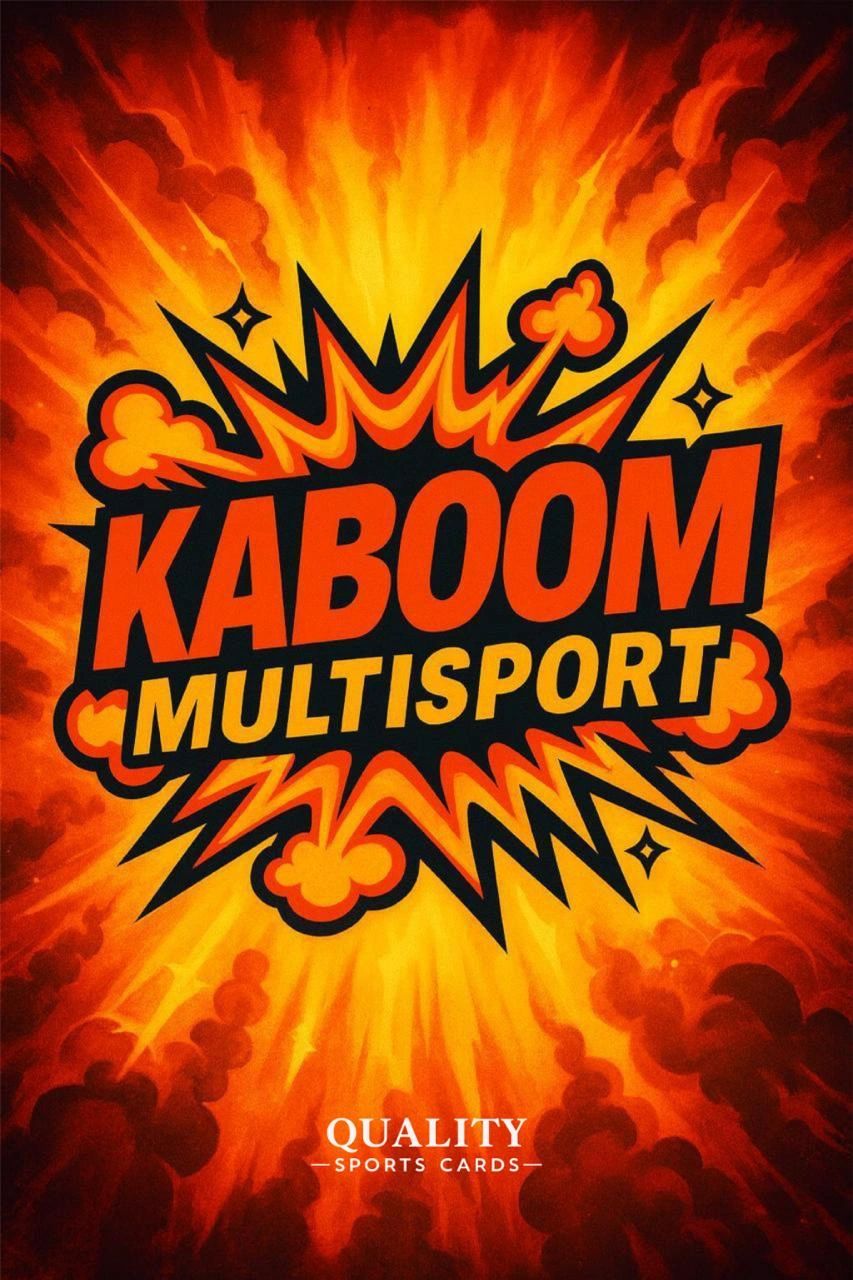Explosive graphic with 'Kaboom Multisport' and 'Quality Sports Cards' text.