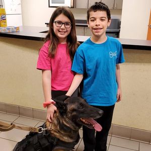 Gabe and Izzy are excited to watch Max practice his K-9 training!