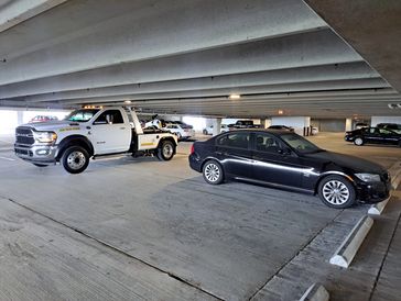 tow truck in a parking