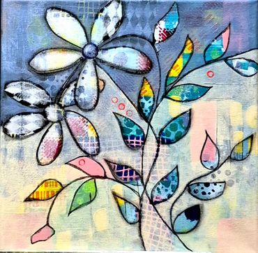 Playful Moments
12" X 12"
Acrylic and charcoal on stretched canvas.