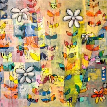 The Flowers we Keep
48" X 36"
Acrylic paint and charcoal on Gallery wrapped canvas.