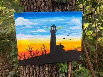 Lighthouse painting for your next Sip & Paint @ the Art Shed.