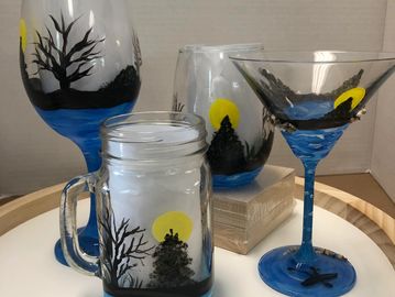 By the Lake Glass Painting @ The Art Shed! Pick theses for your next Sip & Paint.