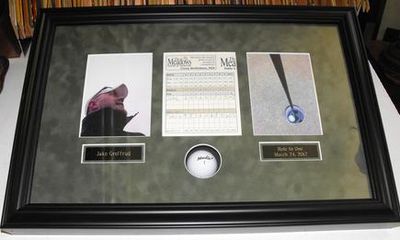 Here is a hole-in-one golf ball we framed for this proud customer.