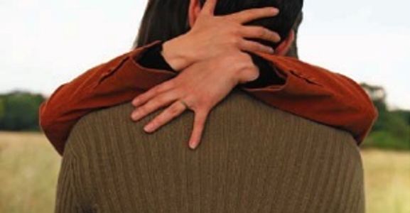 Couple in intimate embrace