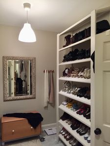 Shoe rack sorted by color, style and type