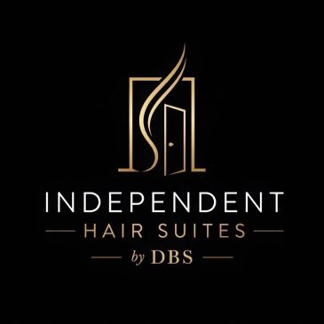 Logo for Independent Hair Suites by DBS with an elegant door design.