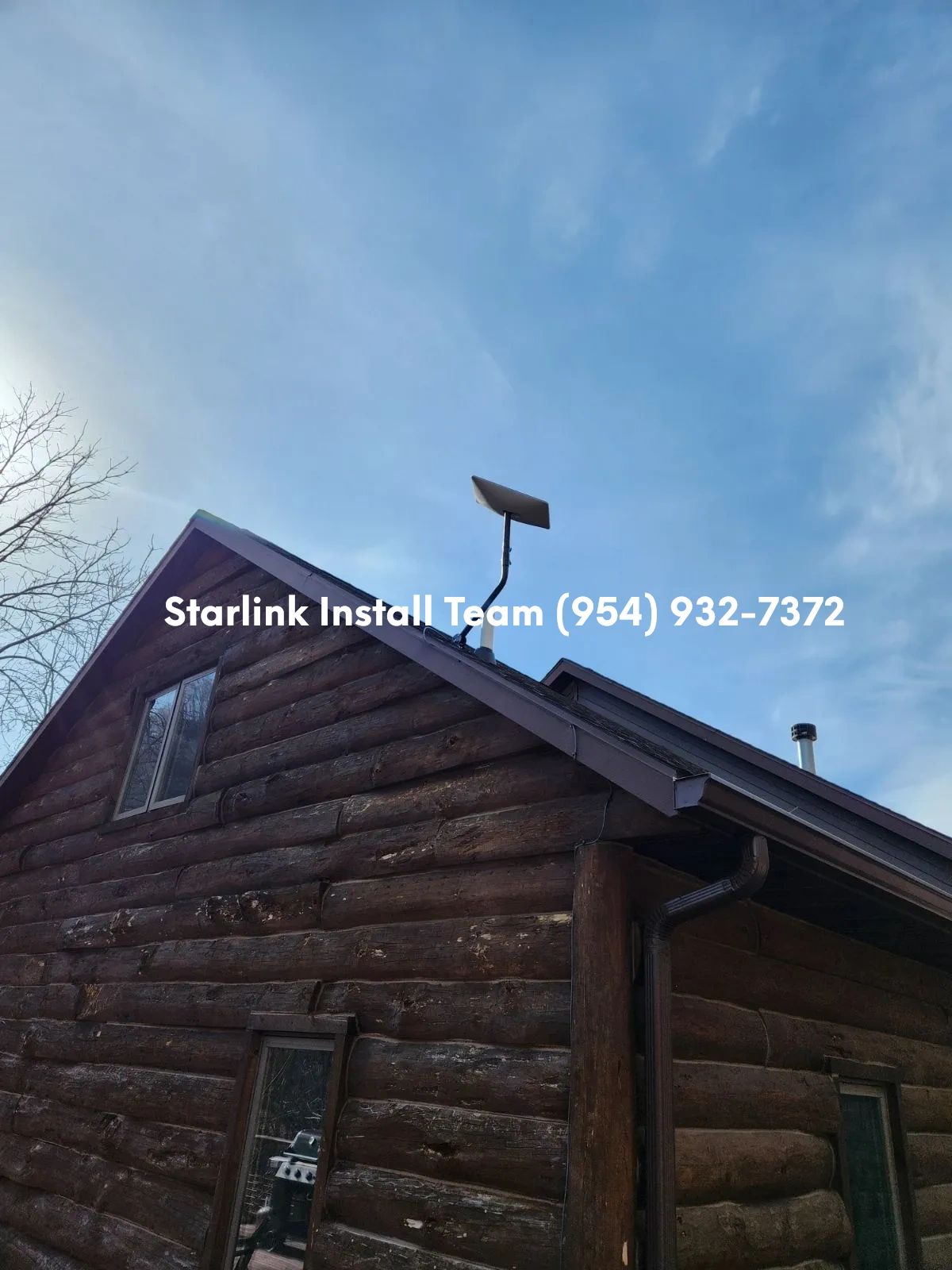 Starlink Installation  on a Log Cabin.
