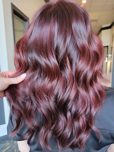 Burgundy red hair style