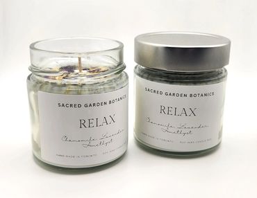 Relax Candles with chamomile, lavender and amethyst