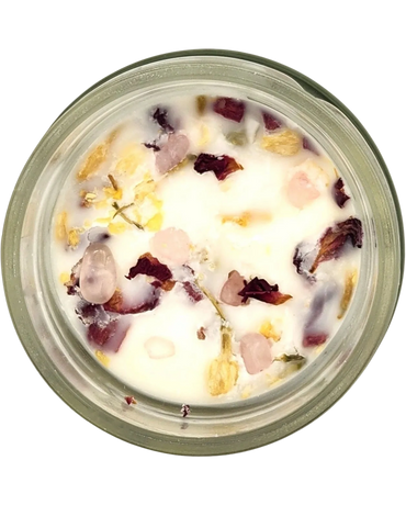 Self-Love Candle with rose, jasmine and rose quartz