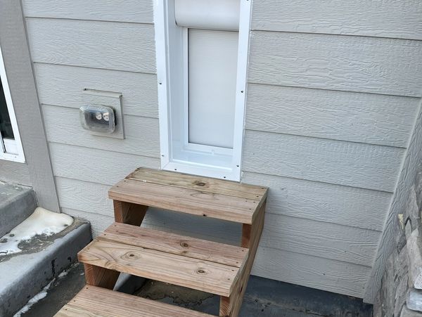 Brand new design High tech pet door installed through a exterior door in Parker.