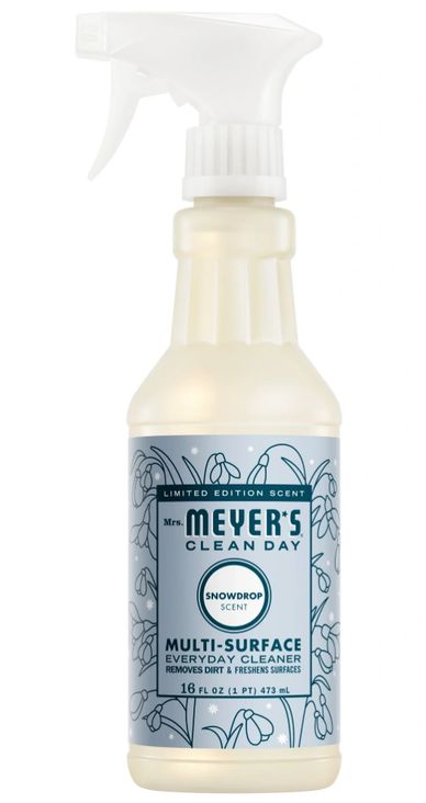 Mrs. Meyer's Clean Day multi-surface cleaner in Snowdrop scent.