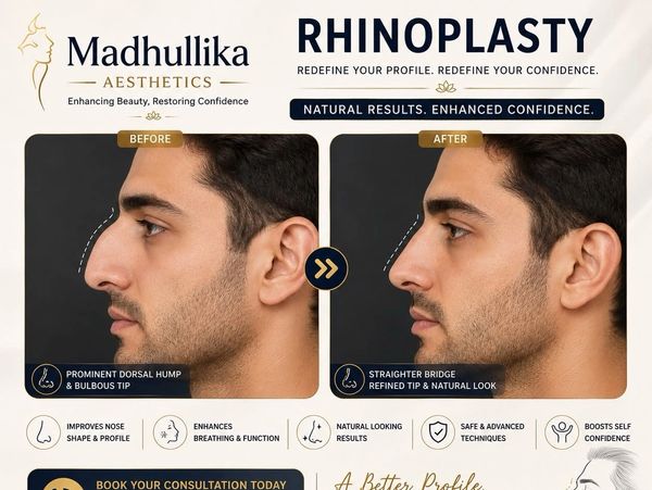 Before and after rhinoplasty results showing a smoother nose profile.