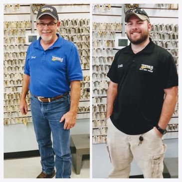 Left: Ted (Owner) runs our locksmith shop
Right: Colt (the son) runs our mobile service