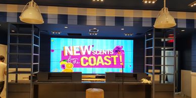 Bath and Body Works video wall with media content