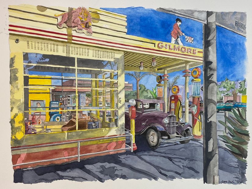 Gilmore Gas Station, Farmers Market, Los Angeles
Watercolor, 2020