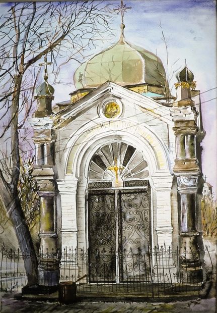 Crypt, Kiev, Soviet Union,
Watercolor, 1974