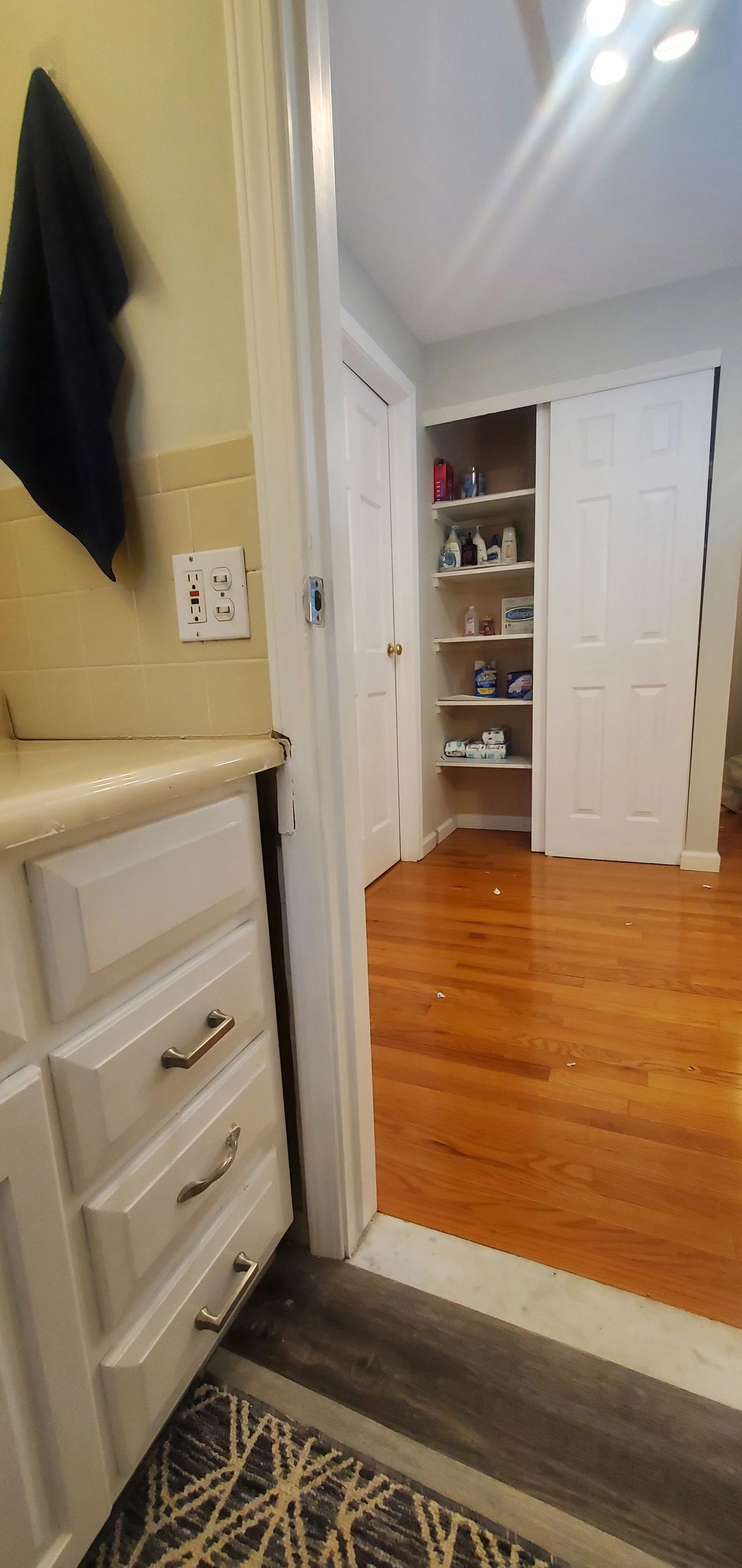 Storage Shelves Upstairs near bathroom