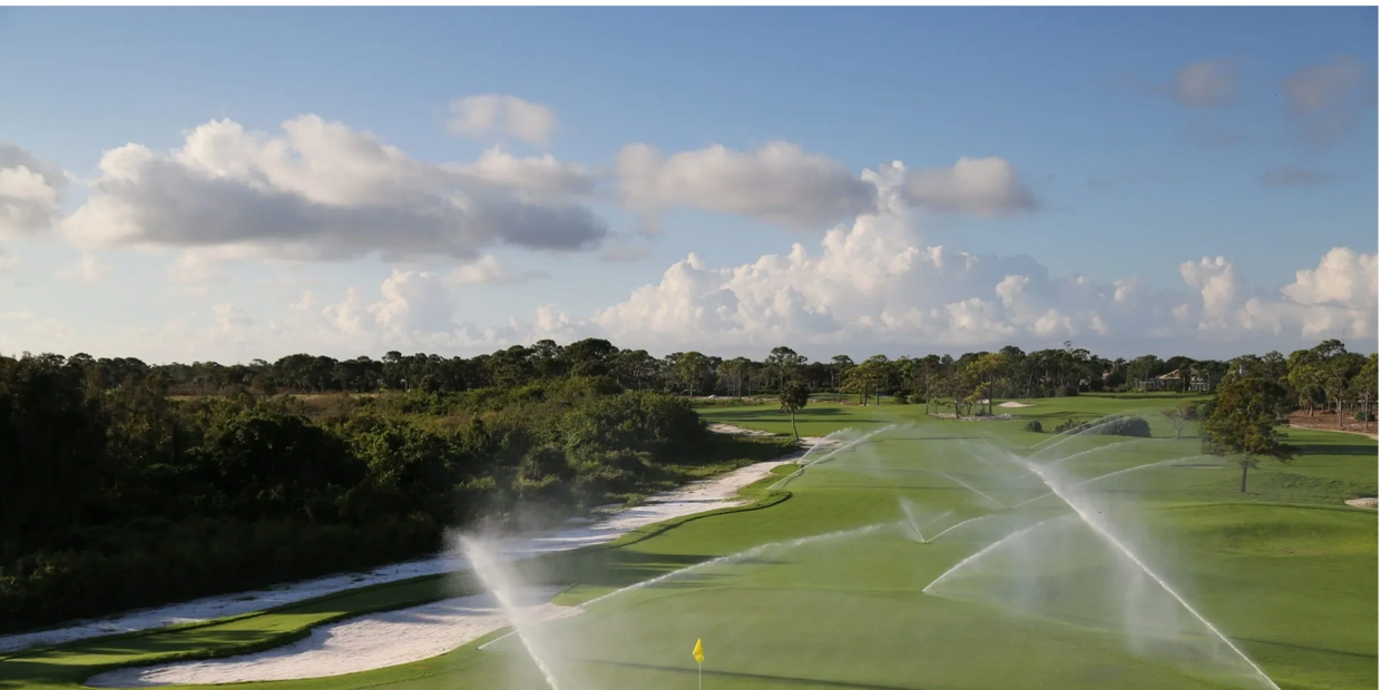 High volume irrigation in golf course