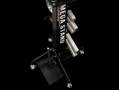Sander stands have bolt on legs, with leveling feet. Tool Holders can be mounted to the stand.