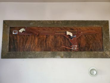 Custom leather double revolver belt holster