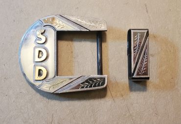 Custom ranger buckle with gold overlay