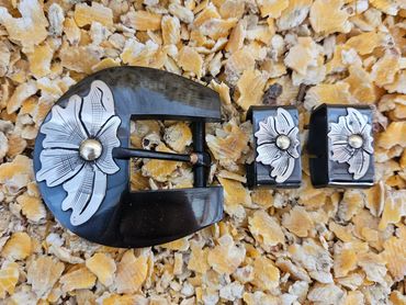 Custom ranger buckle with silver & brass overlay
