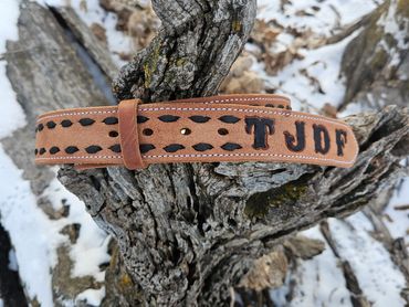 Custom belt with buck stitch
