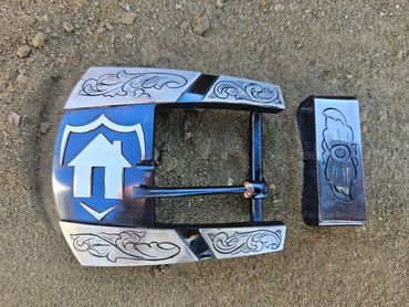 Ranger buckle with silver overlay