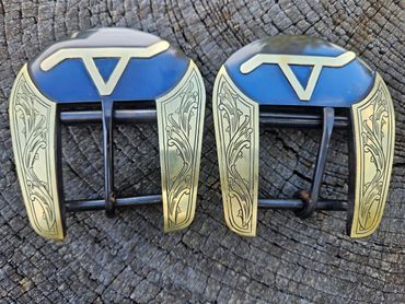 Custom buckles with brass overlay