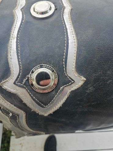 Custom silver chap conchos