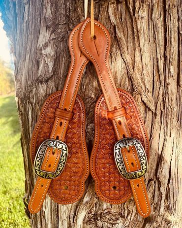 Custom tooled spur straps