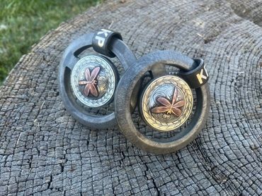 Custom o ring bit with silver conchos & copper dragonfly overlay
