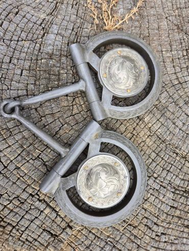 Custom D Ring with silver floral concho