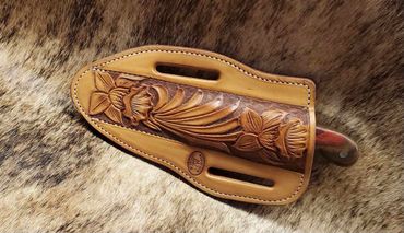 Custom leather flower knife sheath