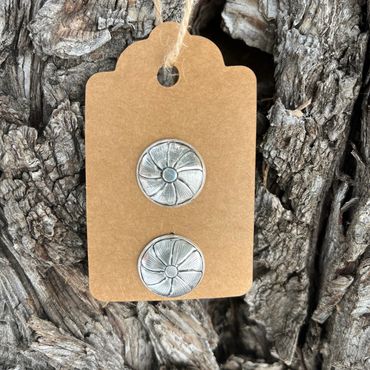 Custom engraved silver concho earrings