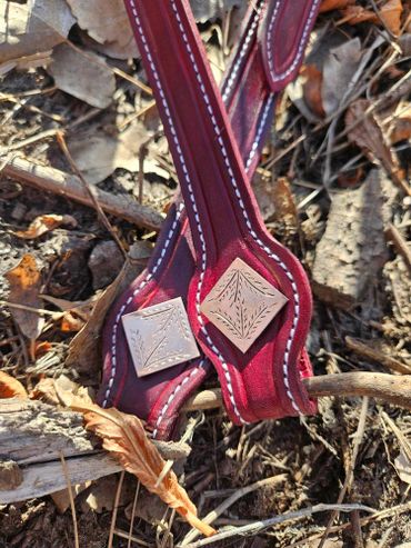 Custom square conchos on a custom bridle